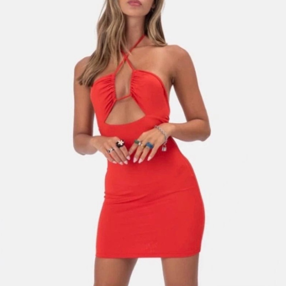 Red mini dress
